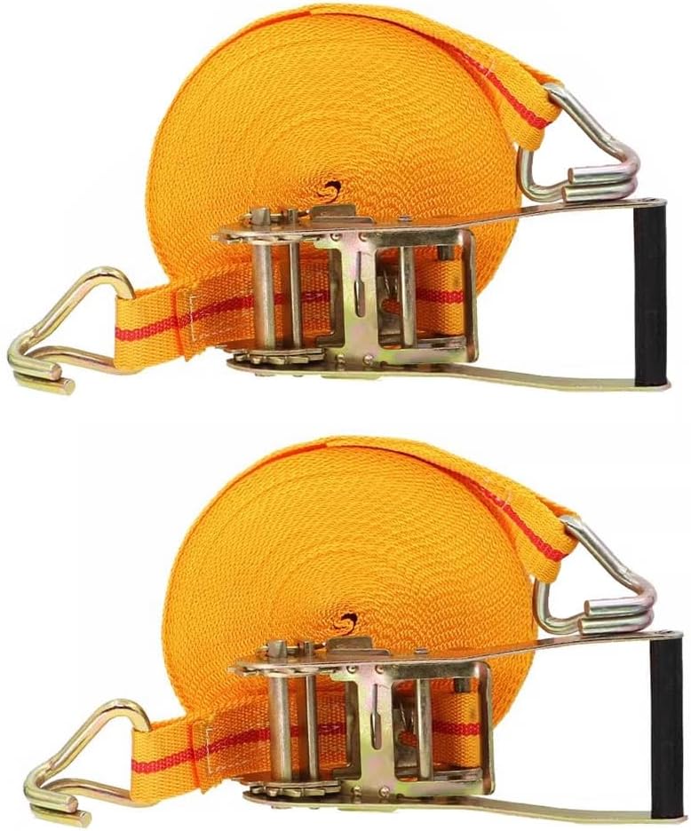 2 Sets Ratchet Tie Down Straps 4/5.5cm 10000lb Break Strength, Heavy Duty Lashing Strap Securing Straps with Handle and Metal J Hook for Trucks Cars Motorcycles(W4cm/1.57in,L3m/118in)