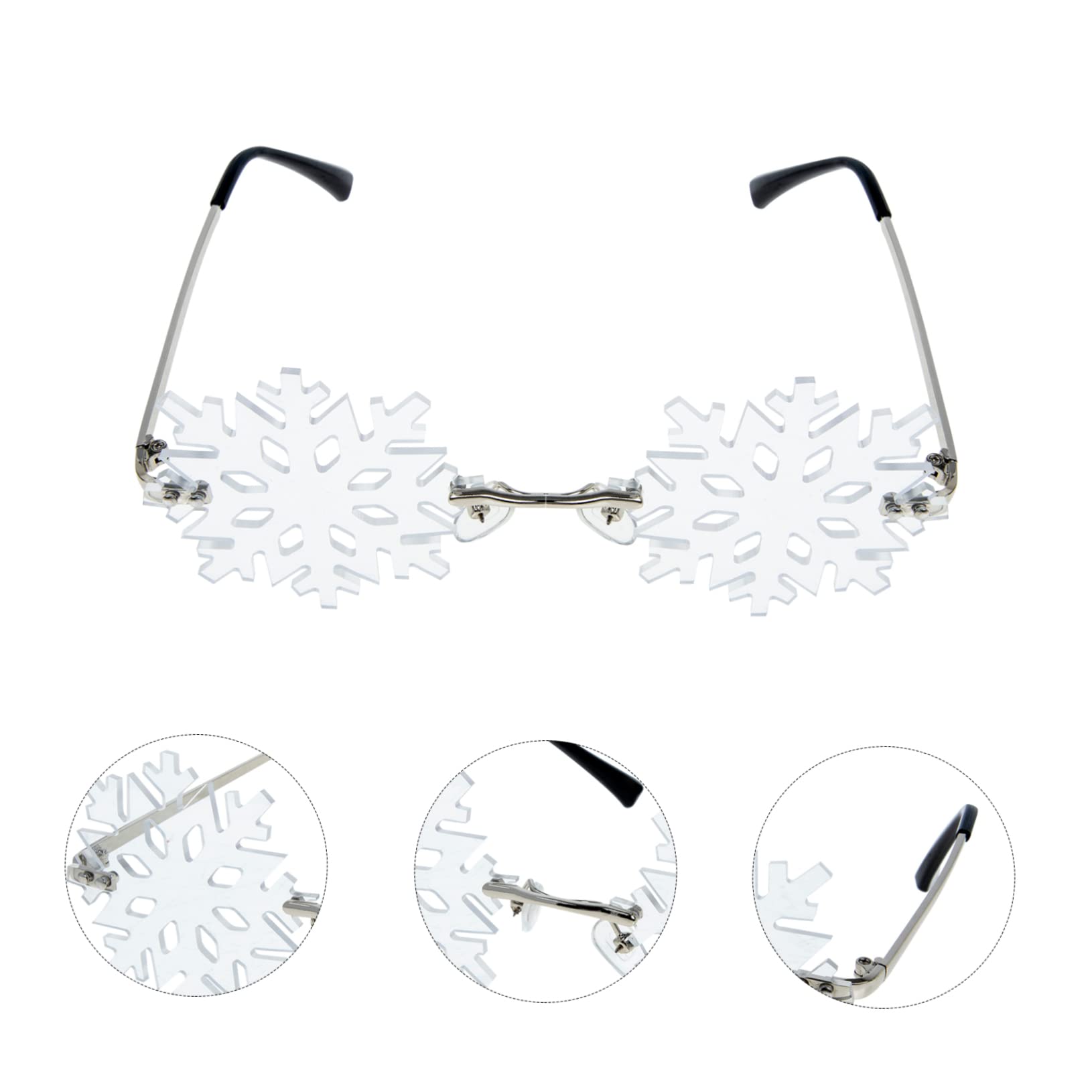 SOIMISS Schneeflocken-Sonnenbrille kleine Sonnenbrille Herren- für Herren faschingsbrille karnevalsbrille weihnachtsdeko lustige Partyglas Metall Weiß