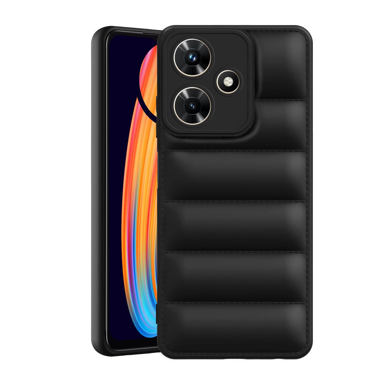 Amazon Brand - Solimo Puffer Case Camera Protection Soft Back Cover for Infinix Hot 30i - Black (B0CV571JNG) Amazon Price History, Amazon Price Tracker