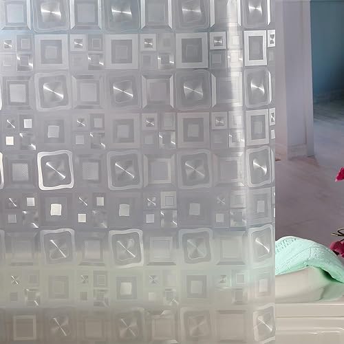 Miniatura 27 de Cortina de ducha de plástico PEVA de tamaño corto, peso ligero, 47 x 64 pulgadas, forro transparente para cortina de ducha y sala de exposiciones,