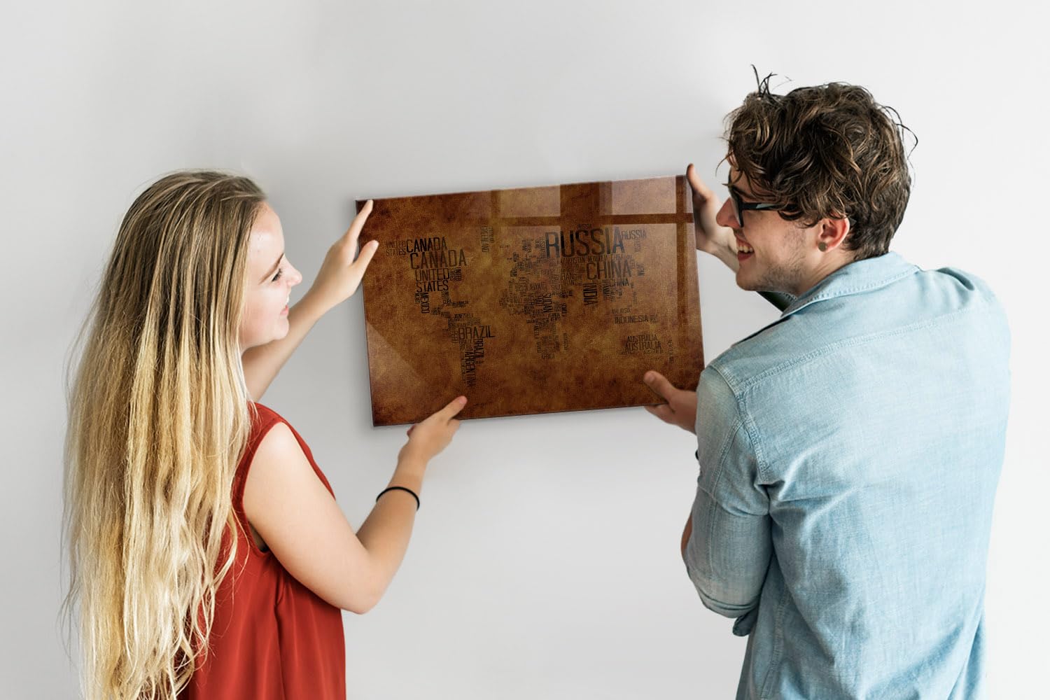 Lavagna in vetro magnetica da parete 120x60 cm | Mappa dei nomi dei paesi