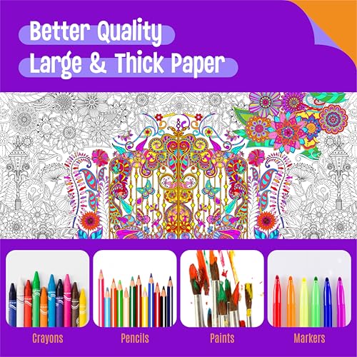 Image of Giant Coloring Poster, Large Plant Coloring Activity Paper 75 inch x 31 inch Jumbo Size Versatile Paper DIY Painting Drawing Banner /Tablecloth for School Group Family Art Craft Activities Decoration