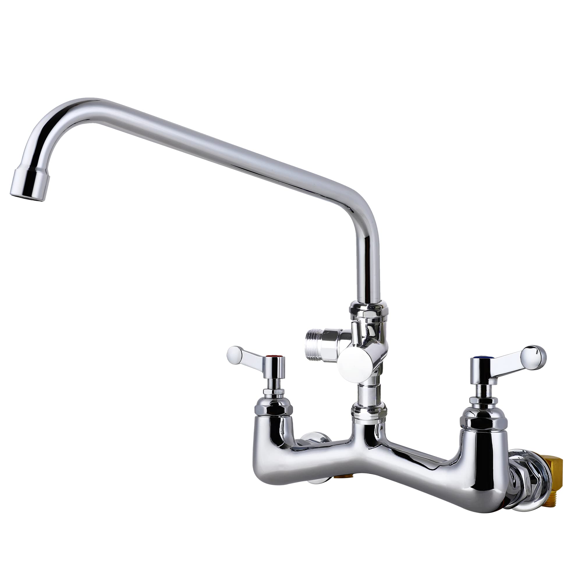MaxSen Commercial Sink Faucet Wall Mount with 8 Inch Center Kitchen Sink Faucet With10 Inch Swivel Spout and 3/4