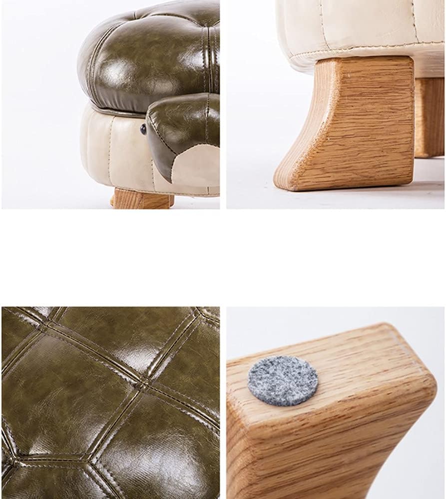 Animal Footstool,Children Chair,Upholstered Ottoman Stool with Solid Wood Support,for Children Bedroom Living Room,Dark-Green-71×40×32cm