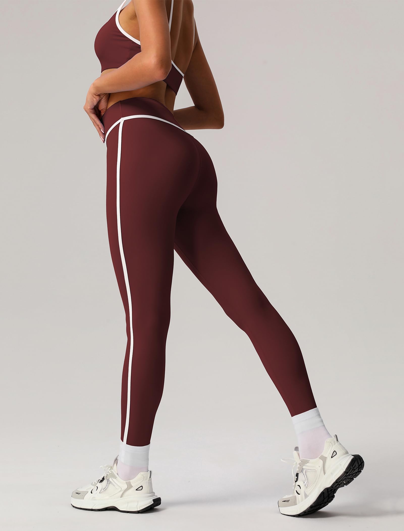 2-teiliges Workout-Set für Damen, Kontrast-Panel, Sport-BH, Cami-Top und Po-Hebehose, aktive Jogger-Outfits