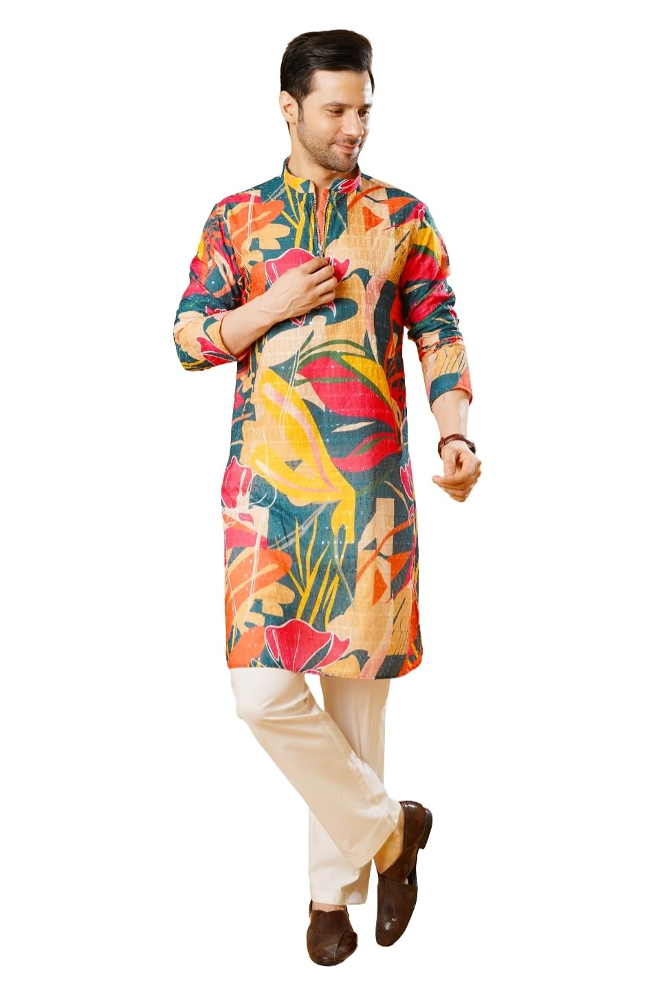 wintage Men's Cotton Blend Multicolor Kurta Pyjama-picture-18