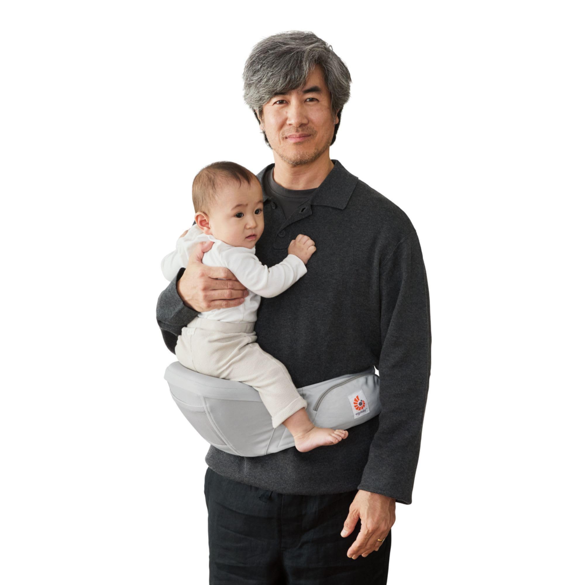 Ergobaby Lift Hip Seat nosidełko dla niemowląt z siedziskiem biodrowym dla niemowląt i małych dzieci od 6 miesięcy (7,7 kg – 20,4 kg), nosidełko biodrowe, kolor perłowy szary