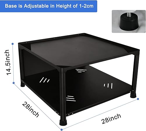 Miniatura 2 de Pedestal para lavadora, base de hoja de metal de altura ajustable con estante de almacenamiento, pedestales de ajuste universal para lavadoras y