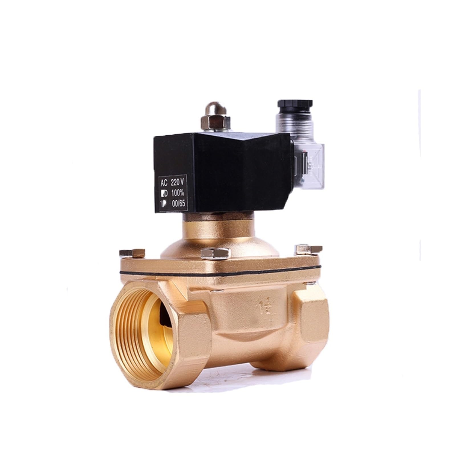TREDSWQCV 1-1/2" Normally Closed Brass Electric Solenoid Valve IP65 Waterproof With LED Power Indicator24V 12V 220V 110V(G-220VAC-NBR-SEAL)