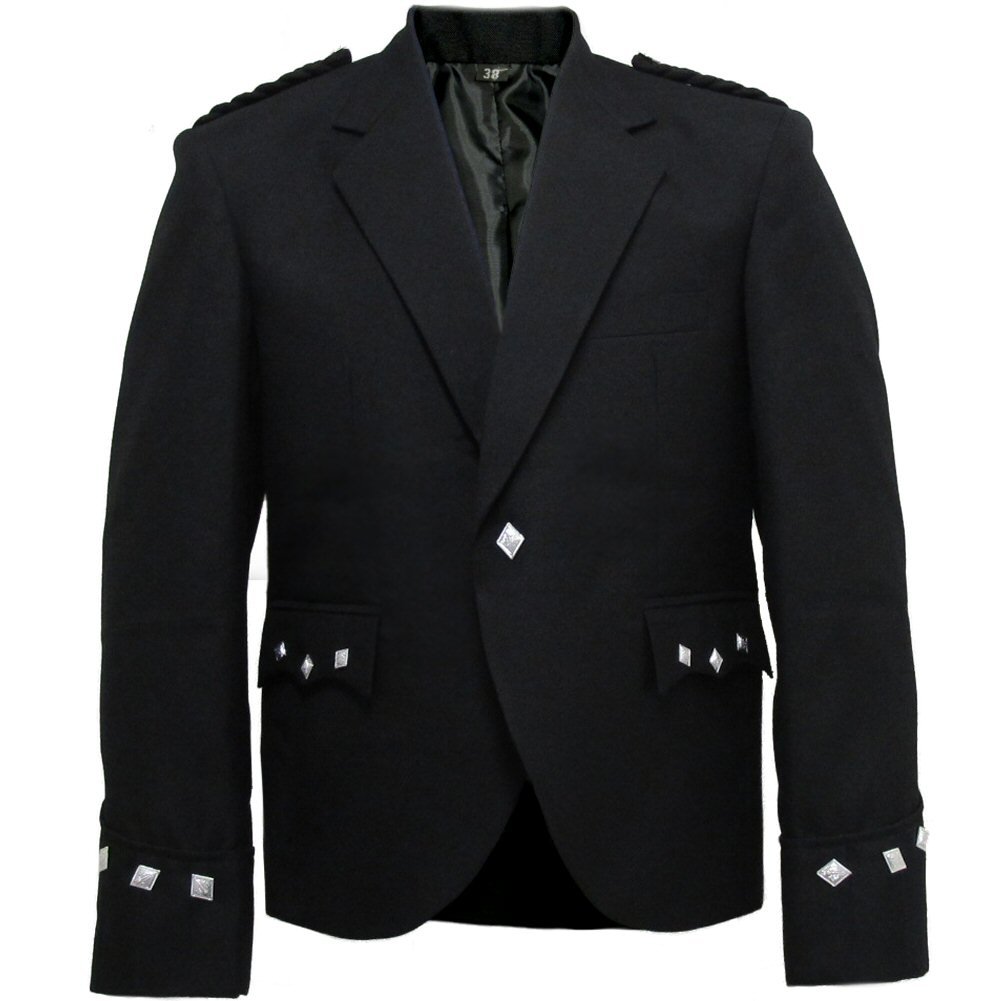 Tartanista Black Highland Scottish Argyll Jacket For Kilt 54R