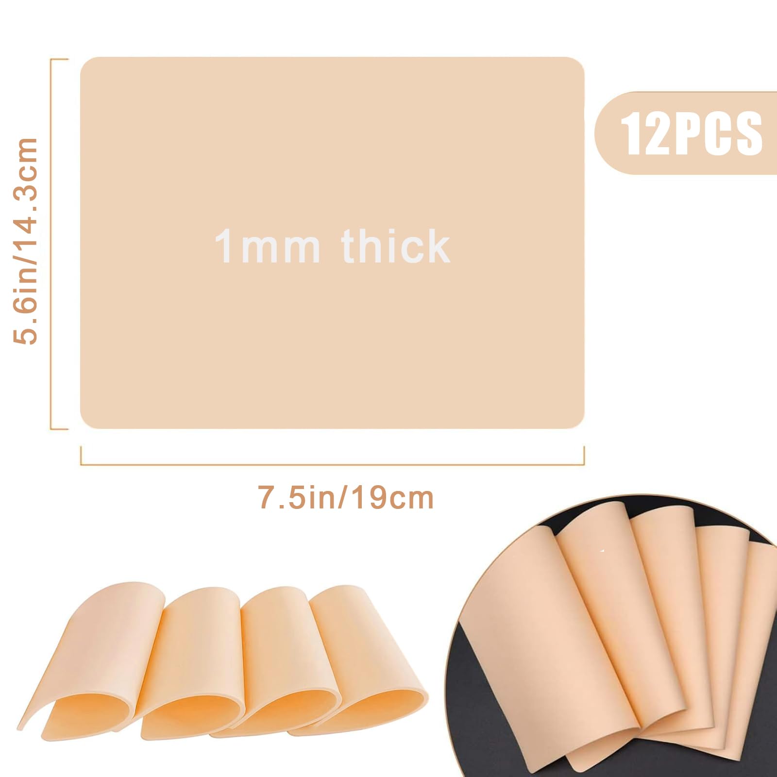 12 Piezas Piel Sintetica Tatuaje, Rayyl Piel de Tatuaje 19 * 14.3cm Piel de Silicona Tatuaje para Principiantes en Tatuajes