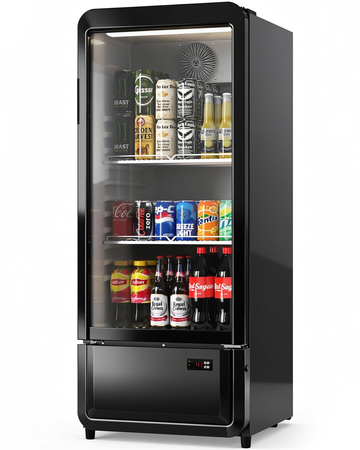 6.85 cu. ft commercial beverage refrigerators with glass door & led light, etl doe nsf certified drink fridge, upright merchandiser display refrigerator for store, restaurant, office, bar