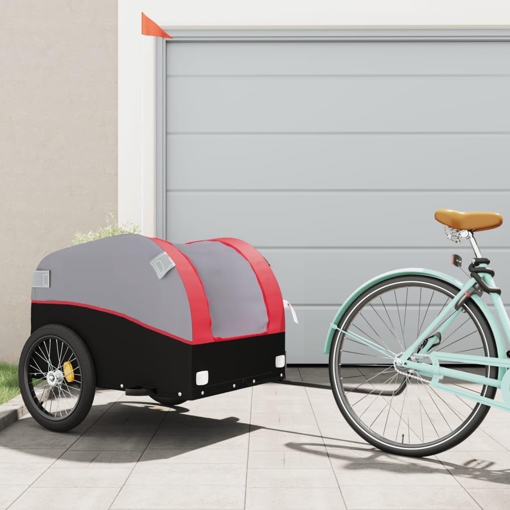 Bike Trailer Black and Red 45 kg Iron-Bike Trailer Cargo in Steel Frame,ExtraStorage Carrier