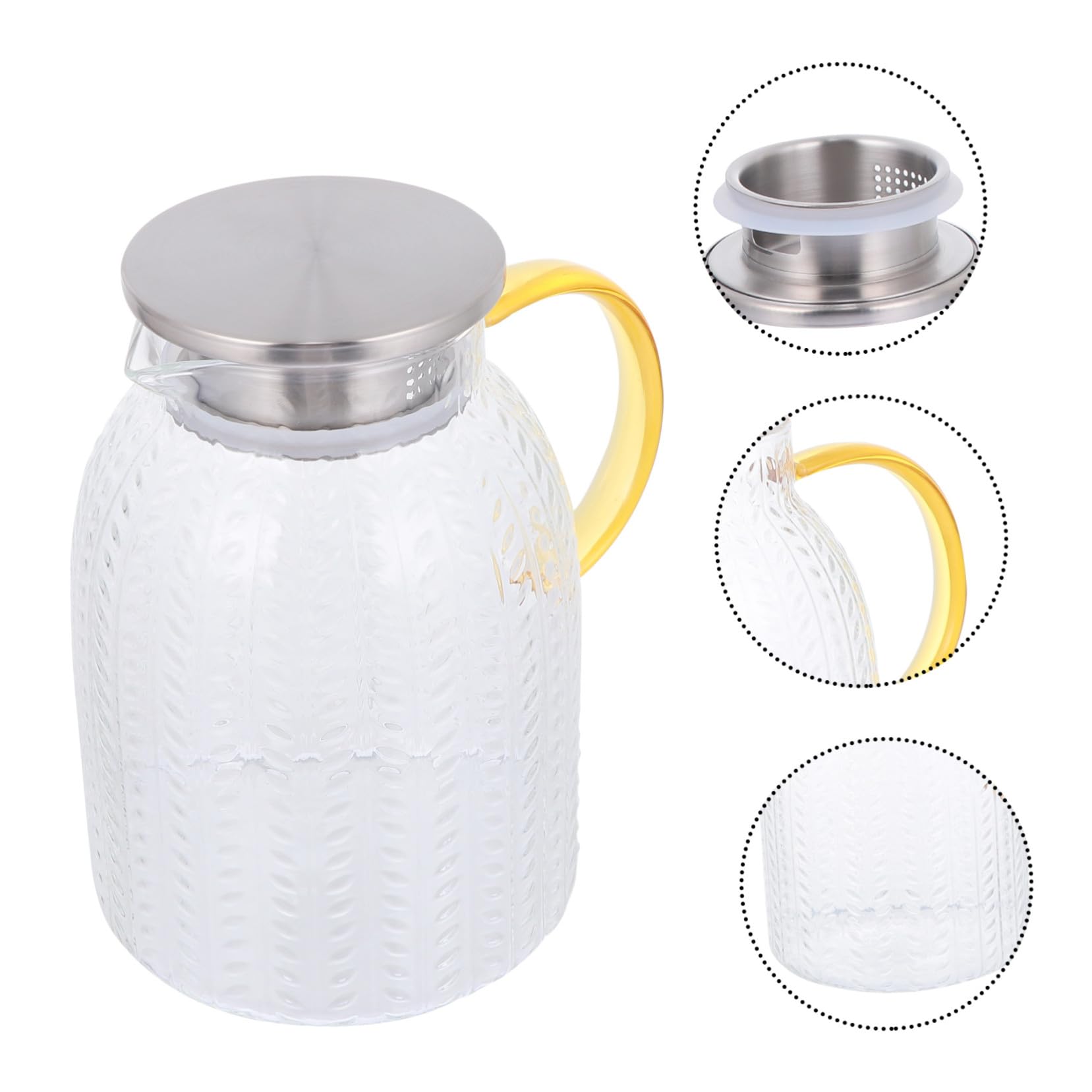 Jarra de Agua Fría de Vidrio Borosilicato de 1800 Ml | Gran Capacidad Hogar, Sellado Hermético y Resistente al Desgaste, Acabado Cuidado