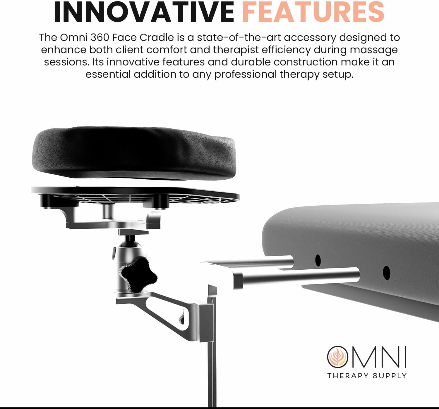 Omni 360 Face Cradle – Fully Adjustable Massage Table Headrest with Ball Joint | Ergonomic, Built to Last Design | Never Buy Another Face Cradle Again | Fits Most Tables