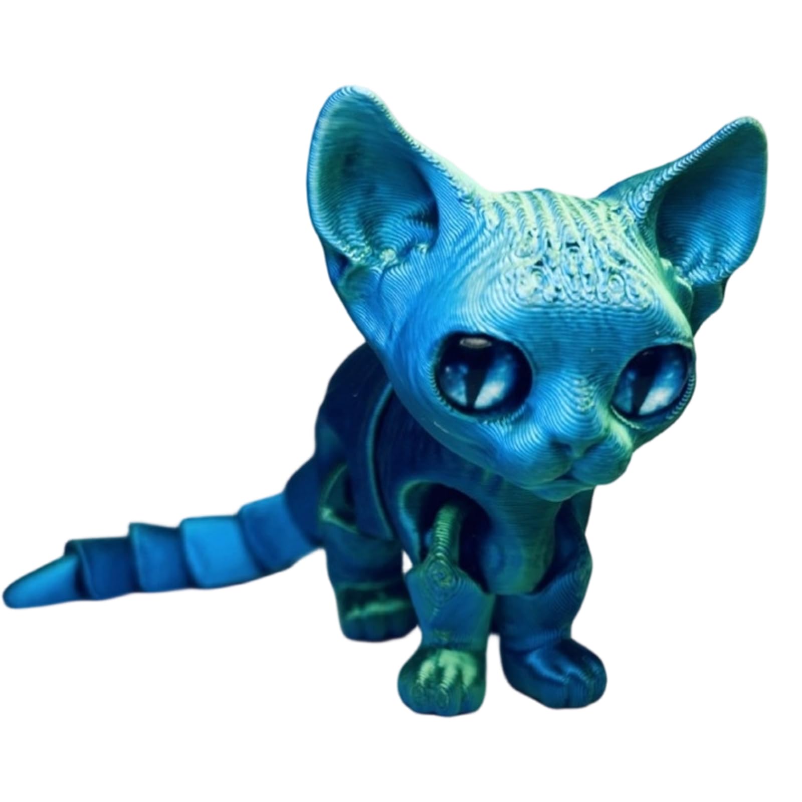 ordinarYone 3D Printed Cat Flexible Joint Articulated Cat Fidgets Toy Desktop Pet Ornament Realistic Hairless Cats Figurines Statues