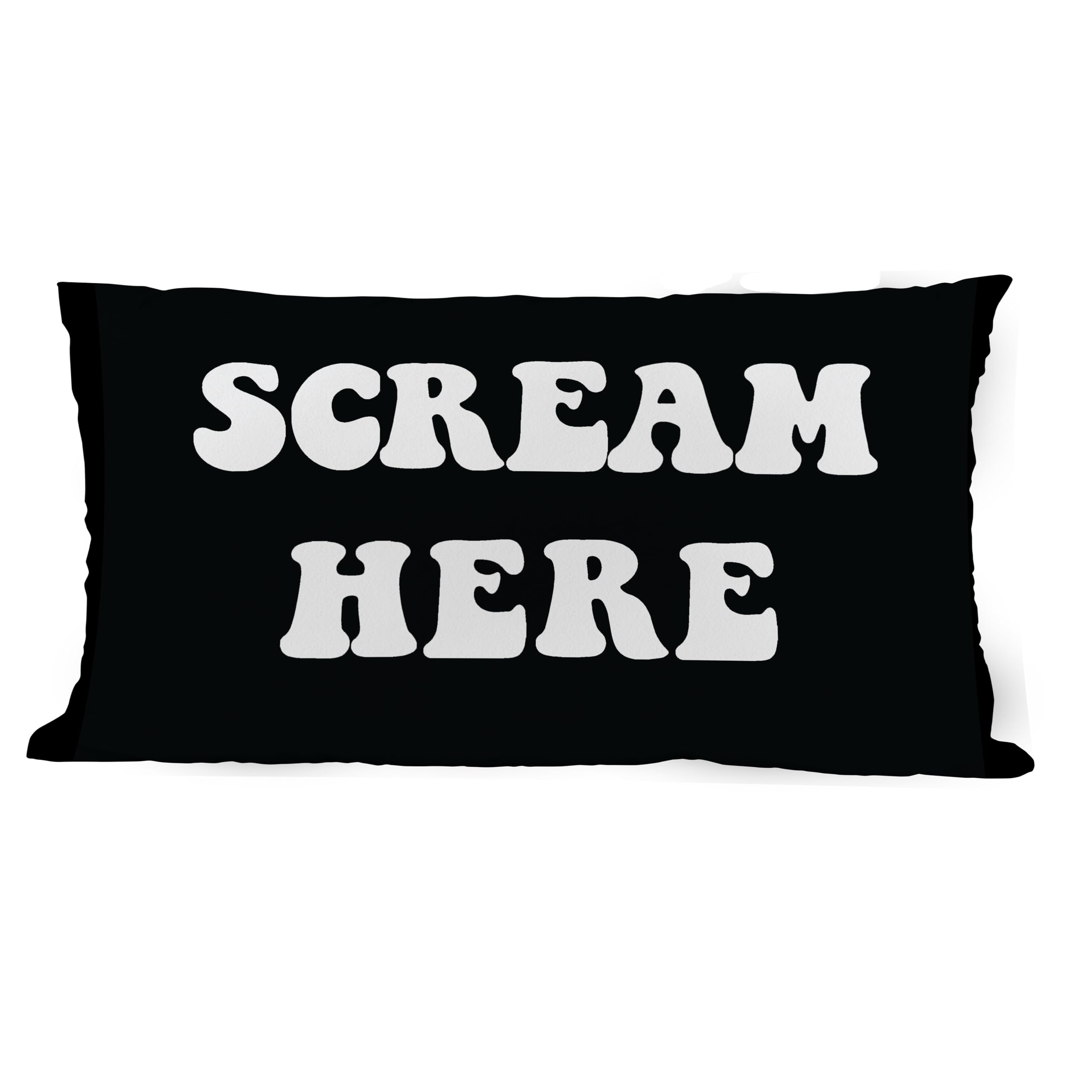 ZNGFON Scream Here Funny Weird Decor Throw Pillow Covers 12x20，Funky Throw Pillow Covers Colorful Office Decor（Black 02）