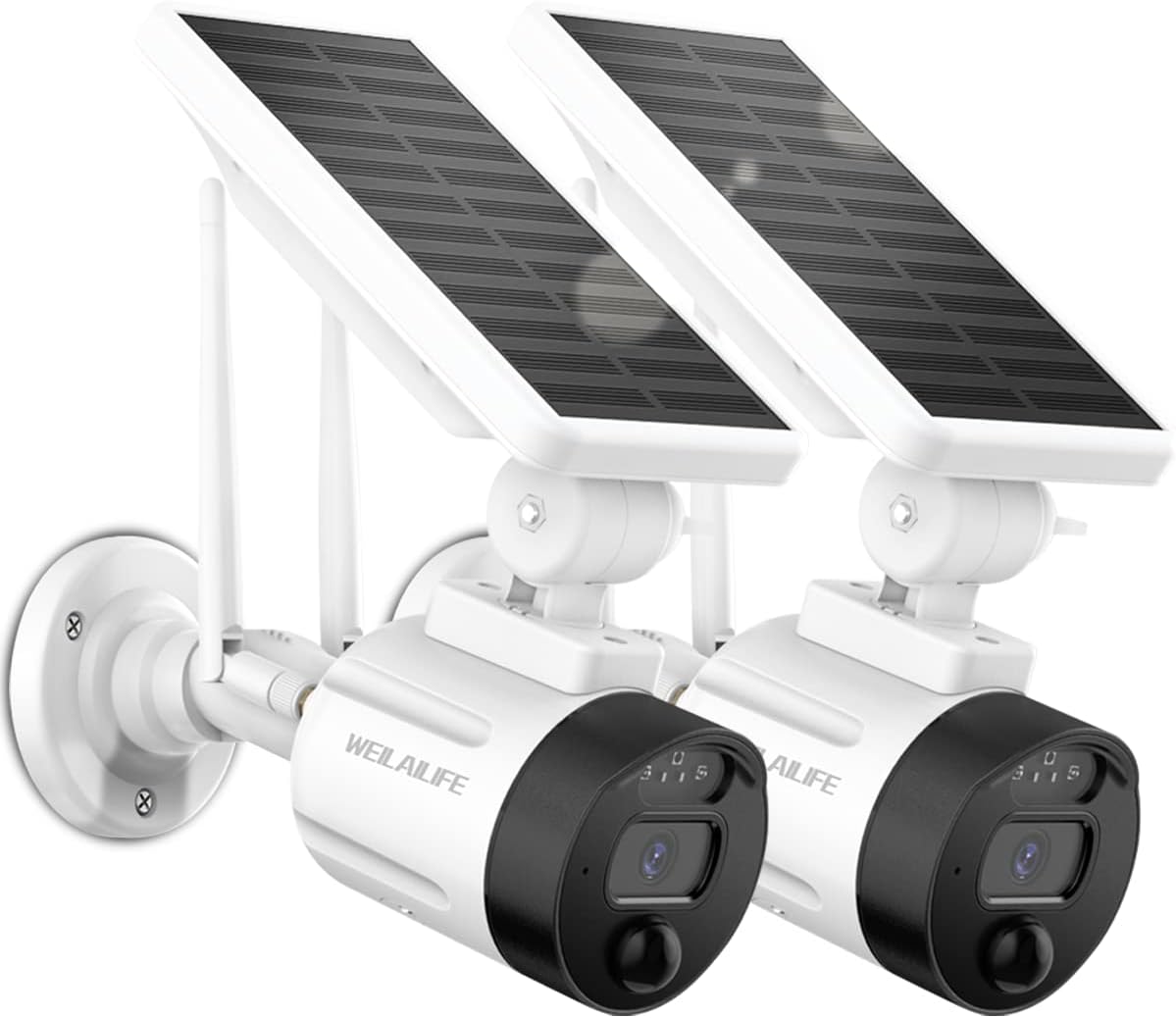 WEILAILIFE 【2-Way Audio & Wire-Free Solar Powered】 2K Home Solar Powered Security Camera Outdoor Camera Wireless Rechargeable Security Camera WiFi Video Surveillance Camera (2 Pack)