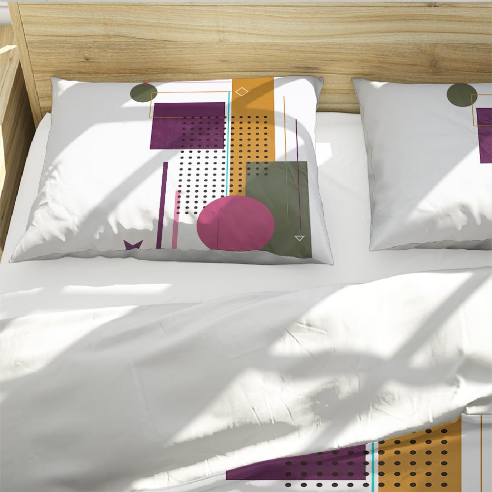 Nordic Geometria Quilt Cover Set Modern Mid Century Bedding Set All Seasons Soft Microfiber 3 Pieces Home and Bedroom Decoration 240x260cm