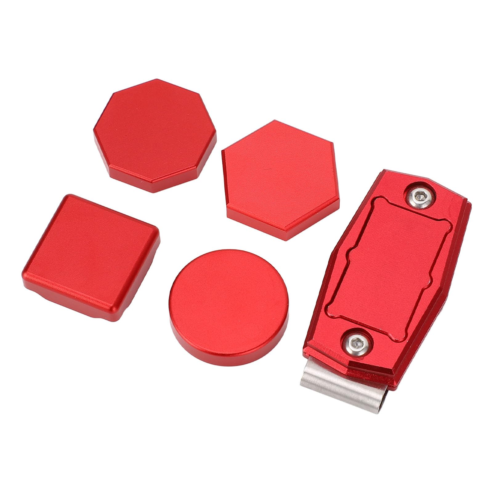 SPYMINNPOO Magnetic Billiard Chalk Holder Premium Aluminum Case with Clip, Compact and Lightweight Accessories Kit for Hexagonal Octagonal (Red)