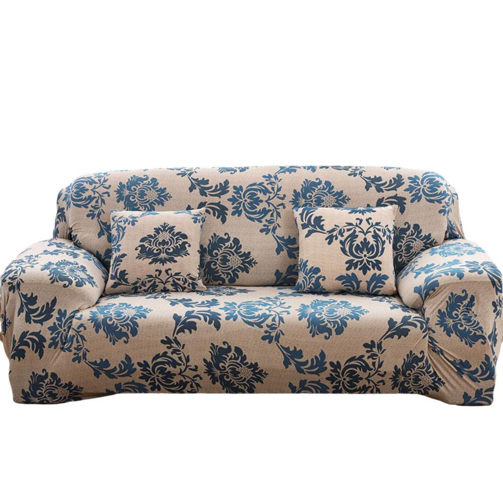 Printed Sofa Slipcover Stretch Floral Pattern Couch Cover Fitted Stylish Sofa Cover with 2 Pillow Cases for LivingRoom Washable Furniture Protector-003_4-Seater(235-300cm/92-118inch)