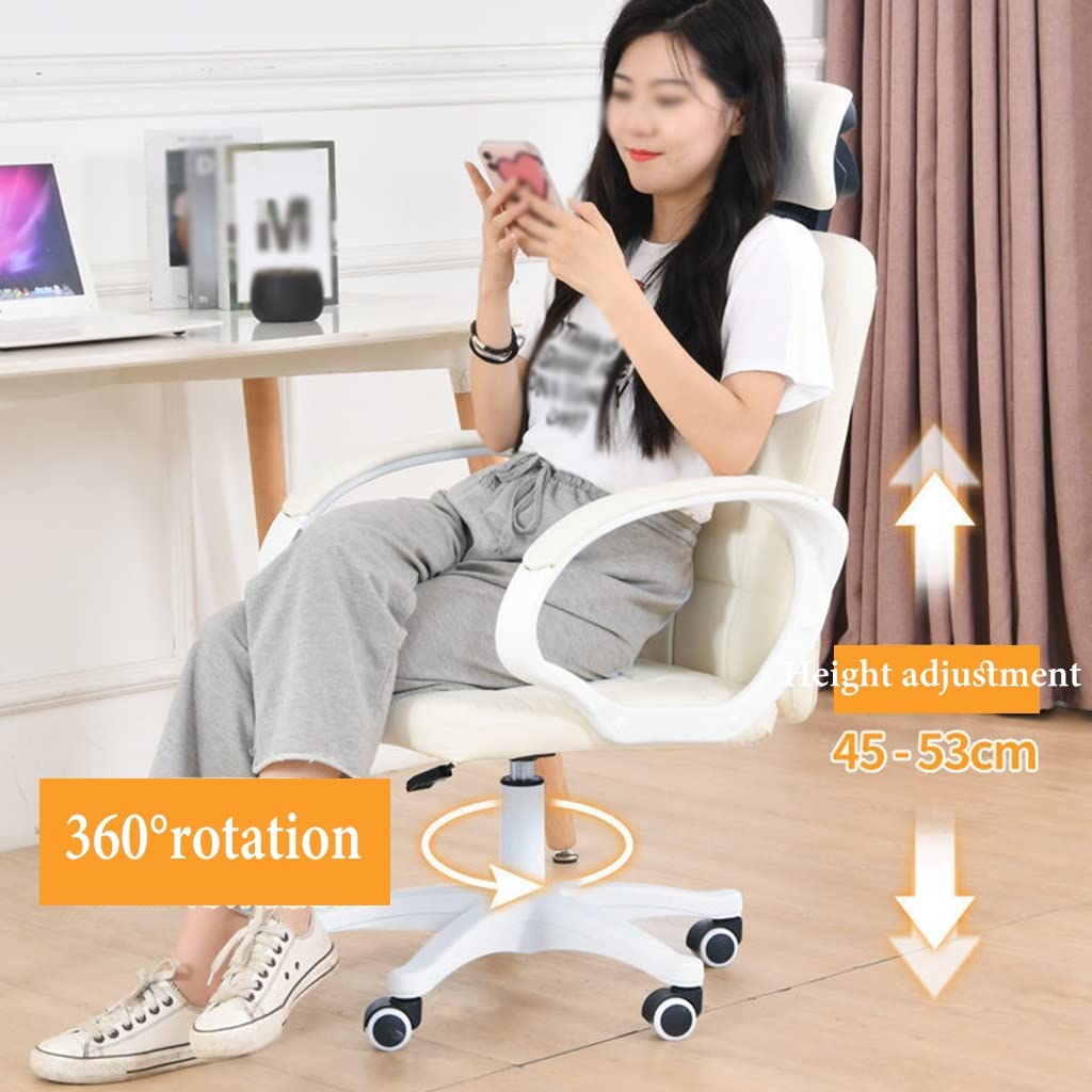 Sedia Girevole per Computer,da scrivania con Schienale Alto,Moderna Ufficio in Similpelle braccioli,Supporto Lombare ergonomico Computer Regolabile(Colore: Grigio Chiaro)