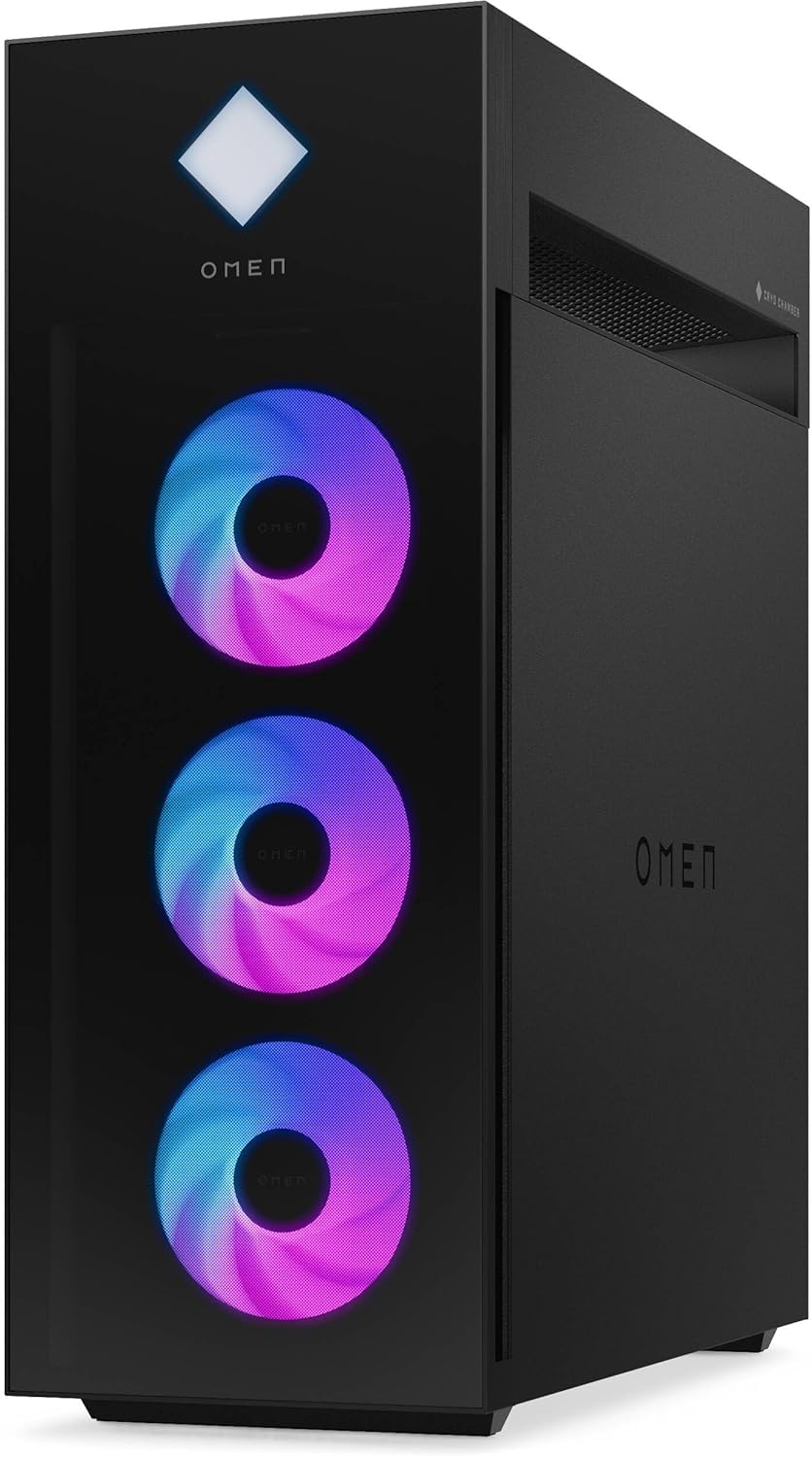 HP OMEN 45L Gaming GT22-3067c Desktop PC, Intel Core Ultra 9 285K, 64GB DDR5 RAM, 2TB NVMe SSD, NVIDIA GeForce RTX 5070 Ti, Liquid Cooling, RGB