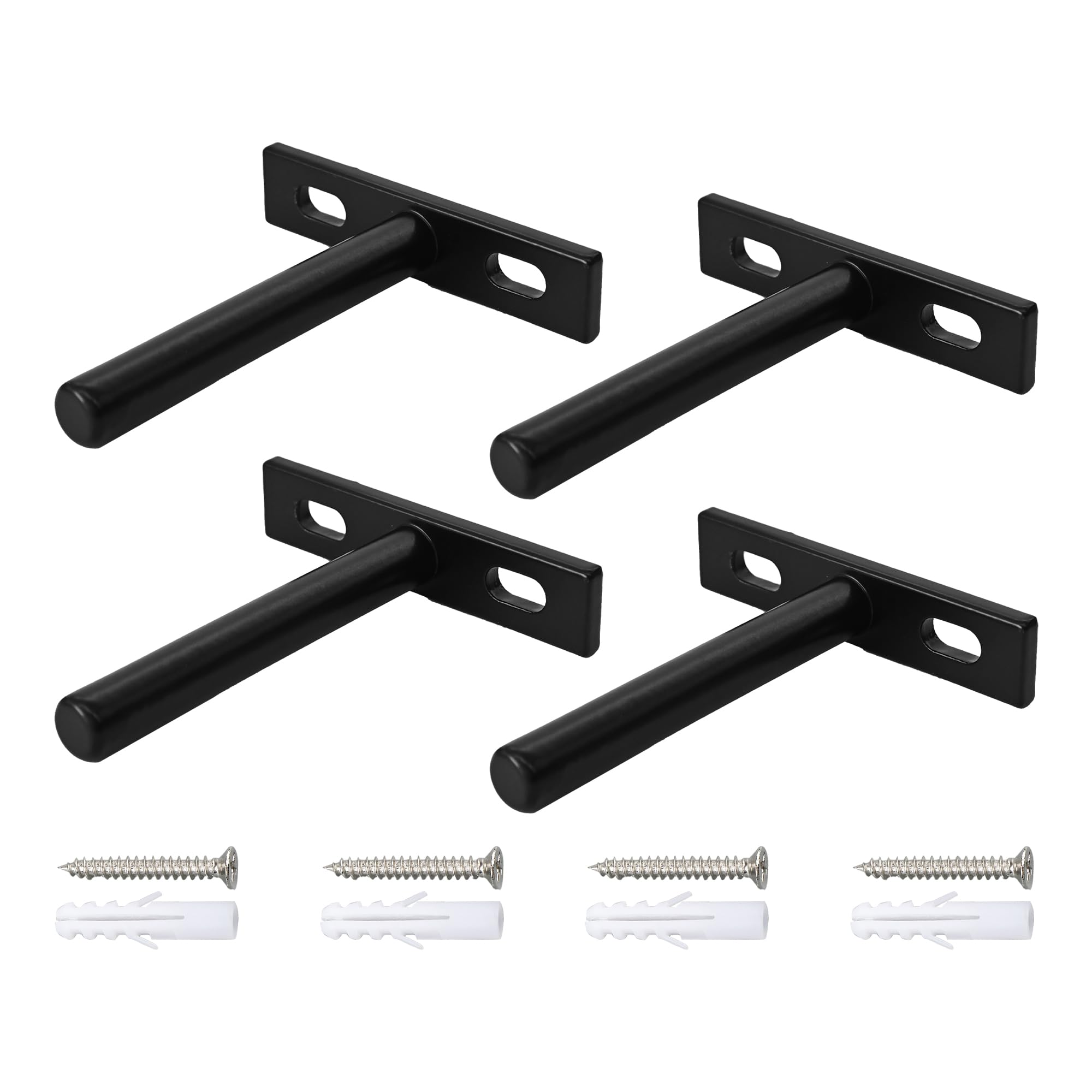 4Pcs 3 Inch Black Floating Shelf Brackets, Heavy Duty Hidden Shelf Supports, Concealed Blind Shelf Support for Wood Shelves DIY Home Decor, Includes Screws and Wall Plugs-picture-14