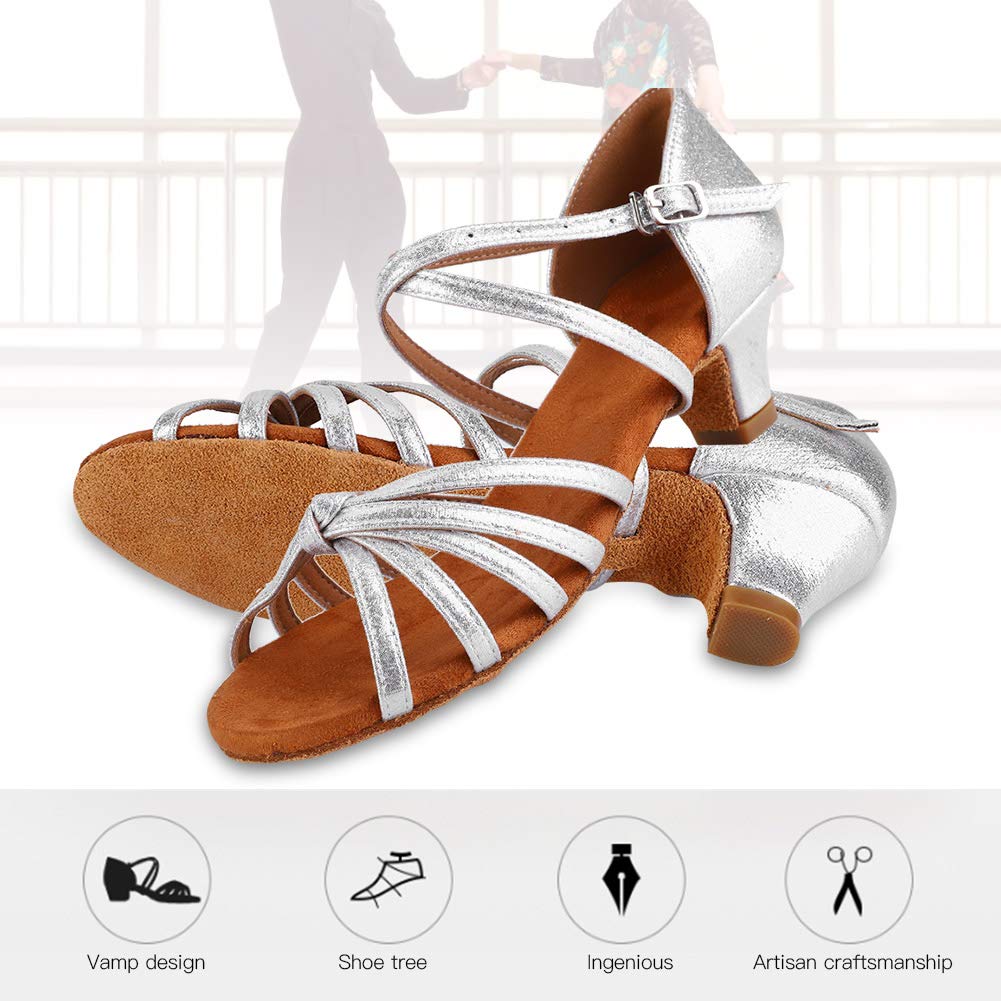 Zapatos Baile Latino para Niñas, Zapatos Salón Baile Salsa Tango con Tacones Bajos Mujeres, Zapatos Baile Niños y Niñas Zapatos Baile Práctica Rendimient