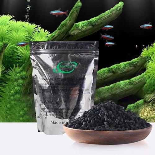 حبيبات فحم الخيزران من الكربون النشط من مينكسو لحوض السمك شفافة من مستلزمات فلتر الفحم مع حقيبة شبكية