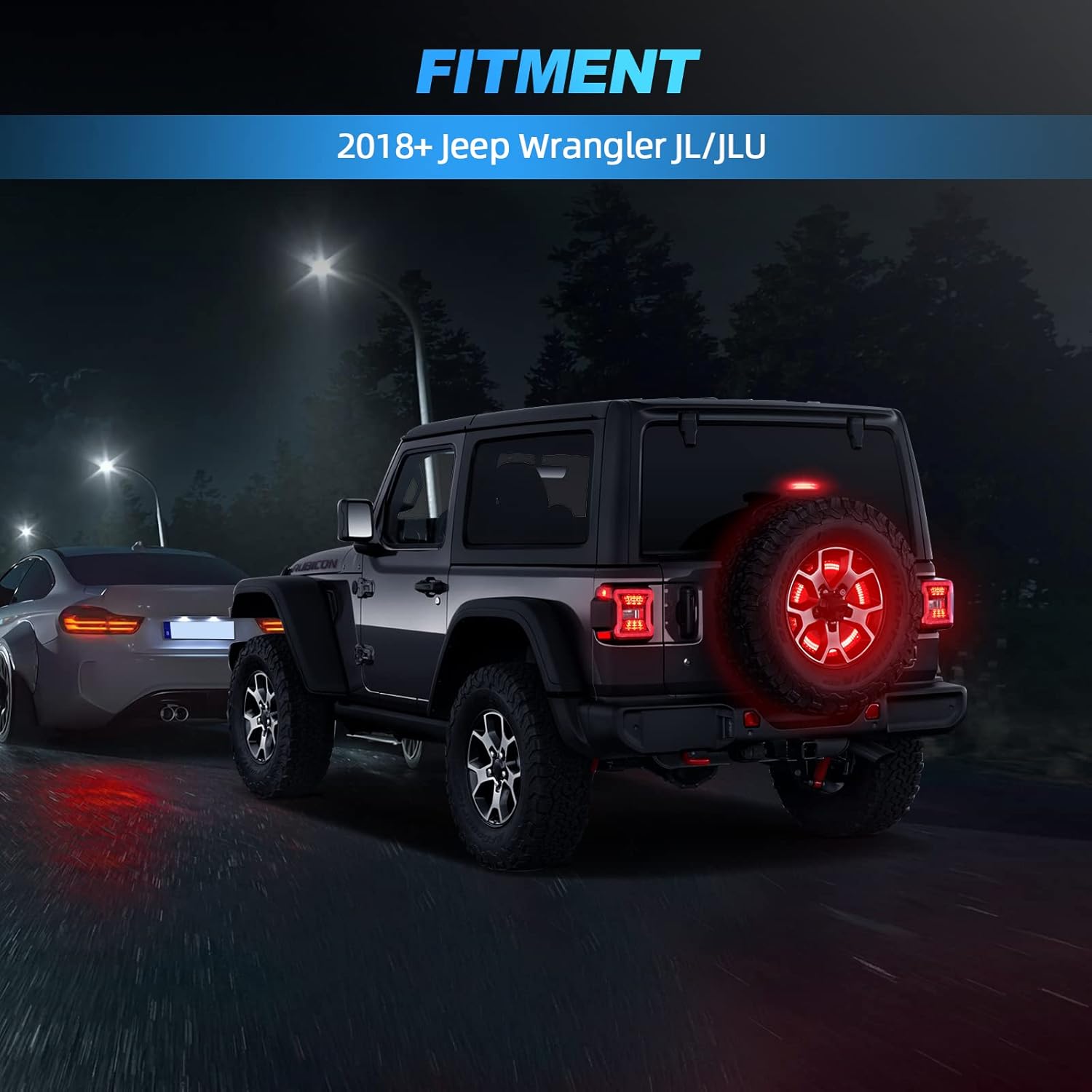 SUPAREE 3-Side Spare Tire Brake Light, 400PCS LED Wheel Light, Plug-N-Play 3rd Third Brake Light Fits for Jeep Wrangler 2018-2025 Wrangler JL JLU, Bright Red Light
