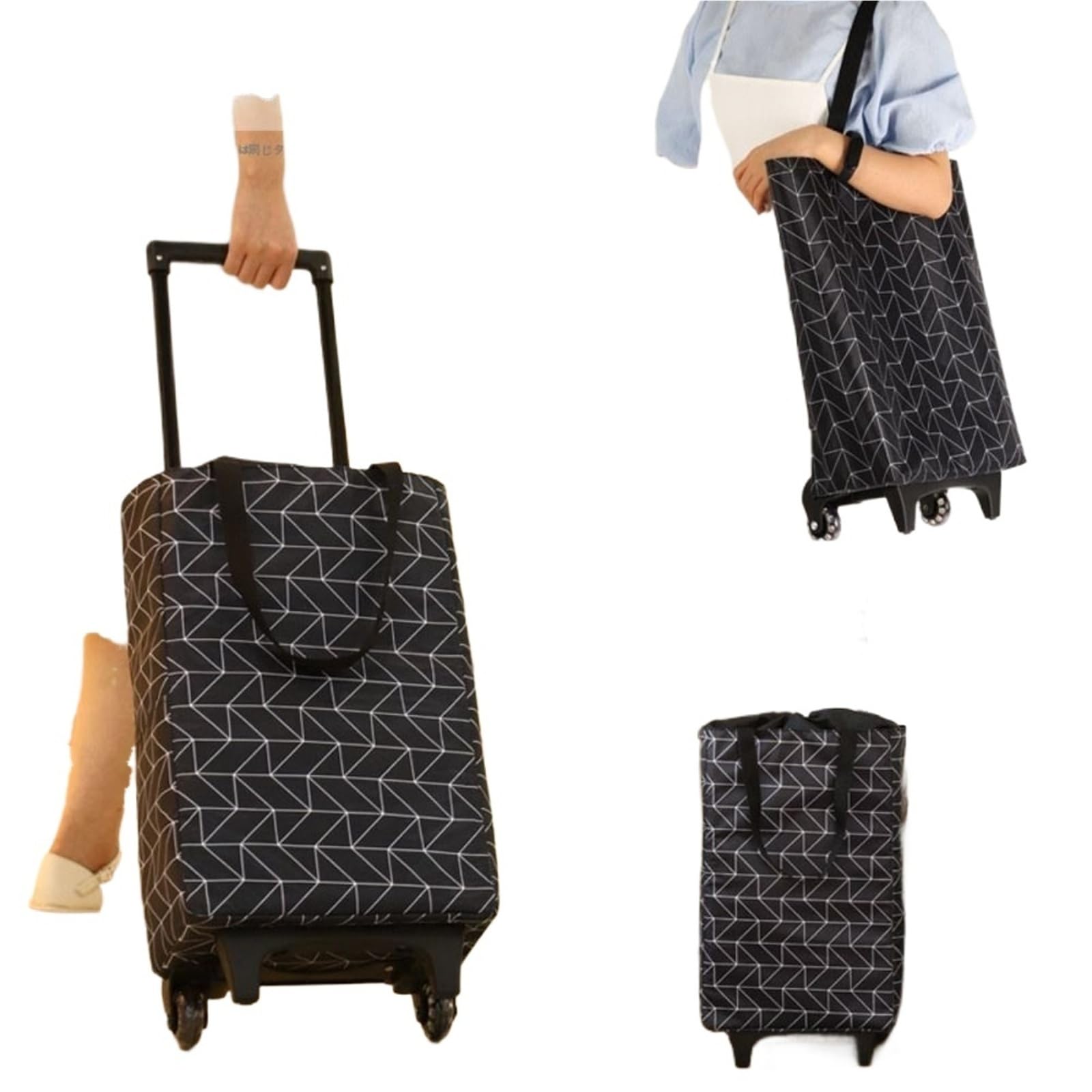 Bolsa De La Compra Plegable con Ruedas Carro de la Compra Plegable del Bolso de la Carretilla con Las Ruedas Que doblan los Bolsos Reutilizables del ultramarinos(4-with Buckle)