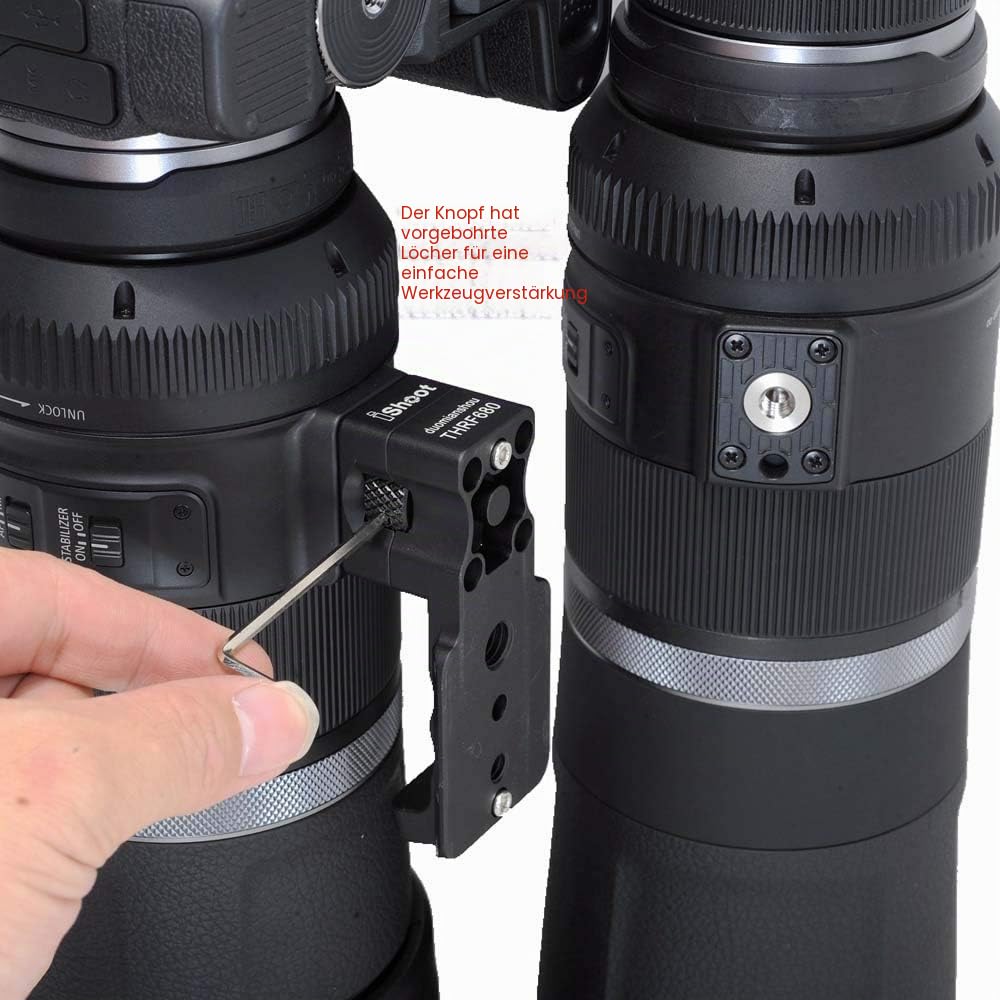 iShoot Stativhalterung Ringsockel, Objektivkragenfuß, kompatibel mit Canon RF 600 mm F11 is STM und Canon RF 800 mm F11 is STM, Objektivhalter mit 39mm Arca-Swiss Fit Schnellwechselplatte