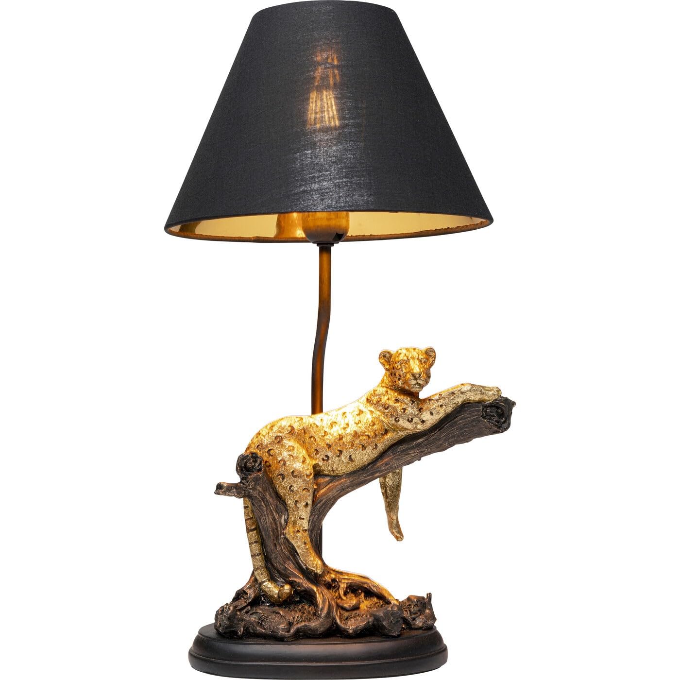 Kare Design Lámpara de Mesa Relax Leopard, Negro/Dorado, Motivo de Leopardo, Moderna, Altura 50cm, Luz Decorativa, Decoración para Dormitorio y Sala de Estar, sin Bombilla Incluida