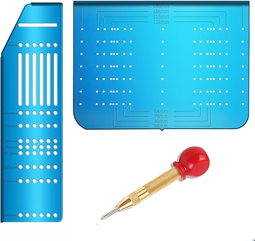 King&Charles Plantilla de hardware para gabinetes múltiples con punzón central, herramienta de plantilla de mango de gabinetecajón. Uso para manijas