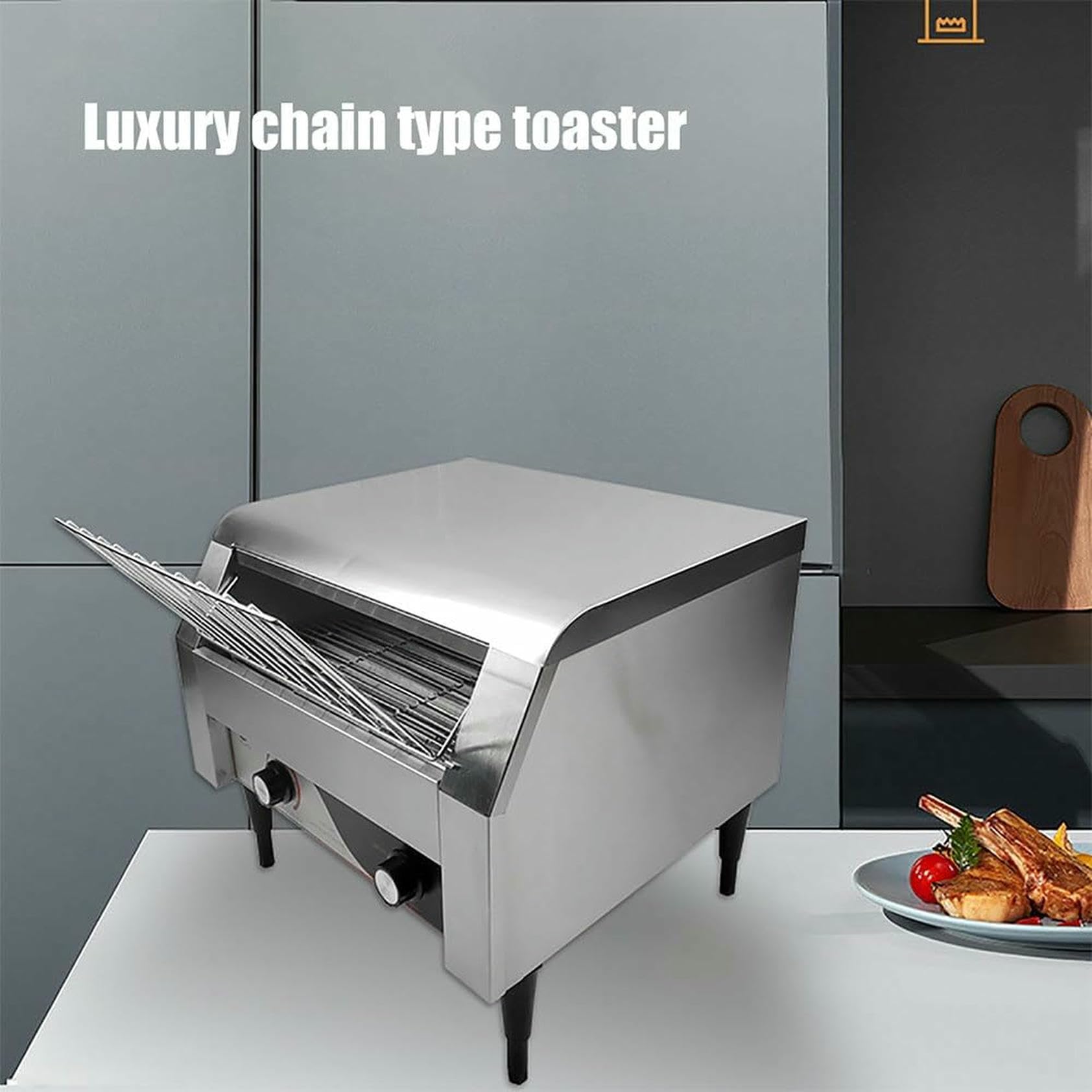CNPRAZ Tostadora de Cinta transportadora Comercial Tostadora de Cinta transportadora para Catering Máquina de Pan eléctrica de 2240 W 150/300/450 Piezas/h Horno Tostador automático Contro