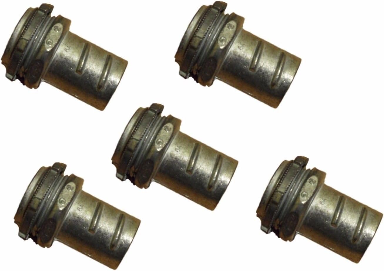 3/4" Straight Conduit Fitting 772DC Die Cast Zinc Screw-In FMC Connector Box of 5