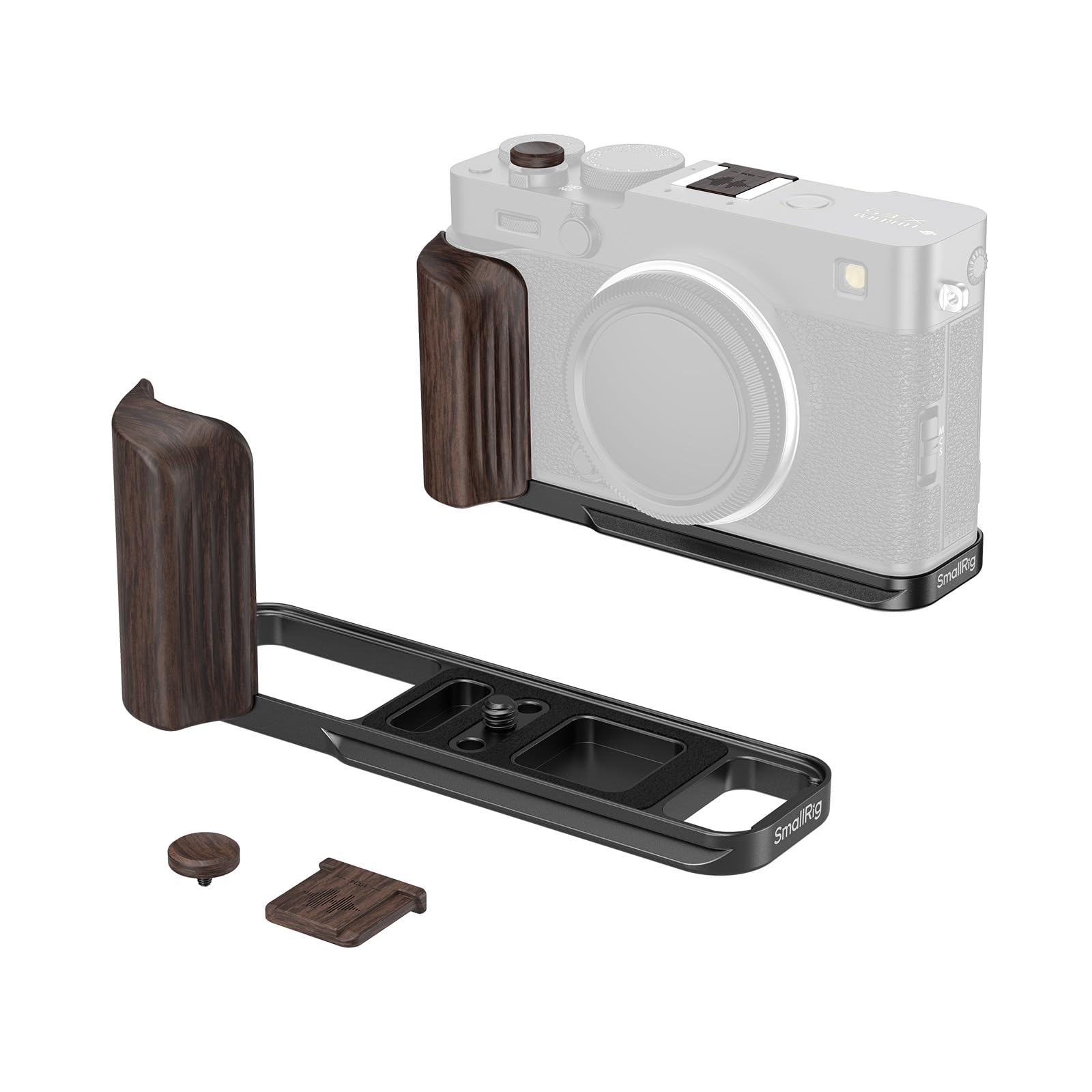 SMALLRIG Placa de montaje en forma de L con mango de madera para FUJIFILM X-E5 (negro 6237)