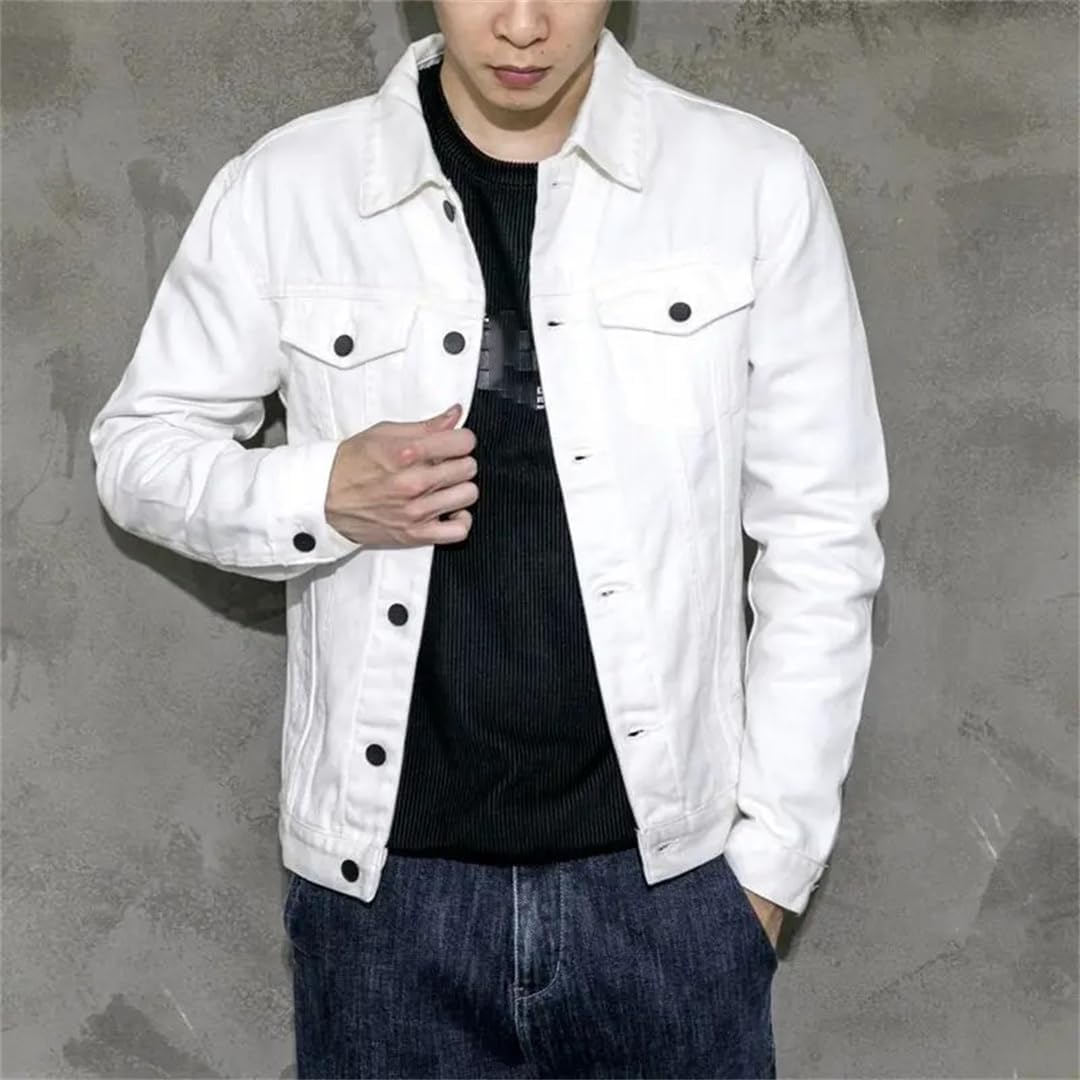 Men's Black Cowboy Coat Japanese Retro Style Slim Fit Loose Long Sleeve Casual Denim Jacket Street Fashion