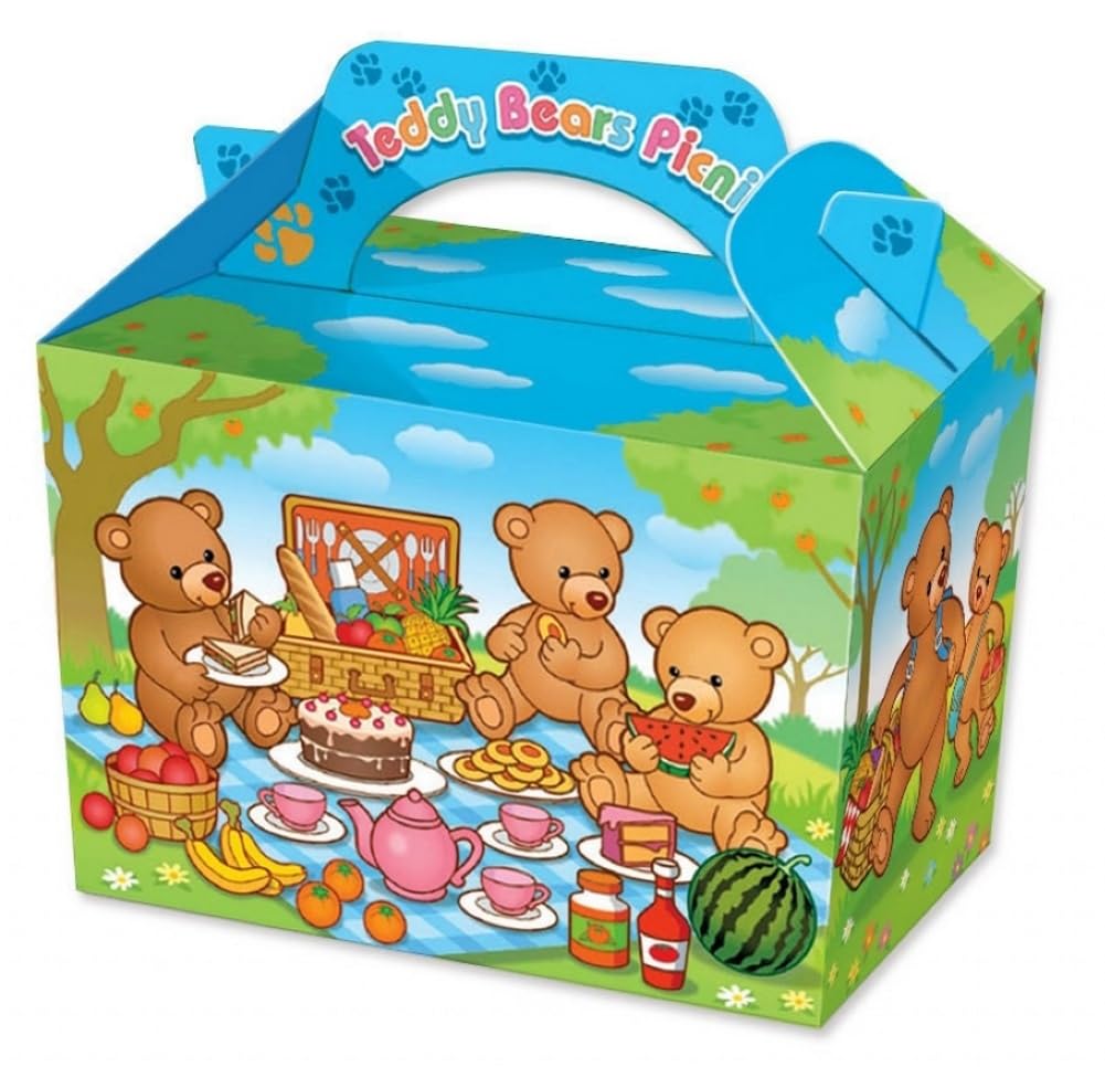MustBeBonkers 16 Childrens Kids Teddy Bears Garden Picnic Carry Food Meal Picnic Birthday Party Bag Boxes