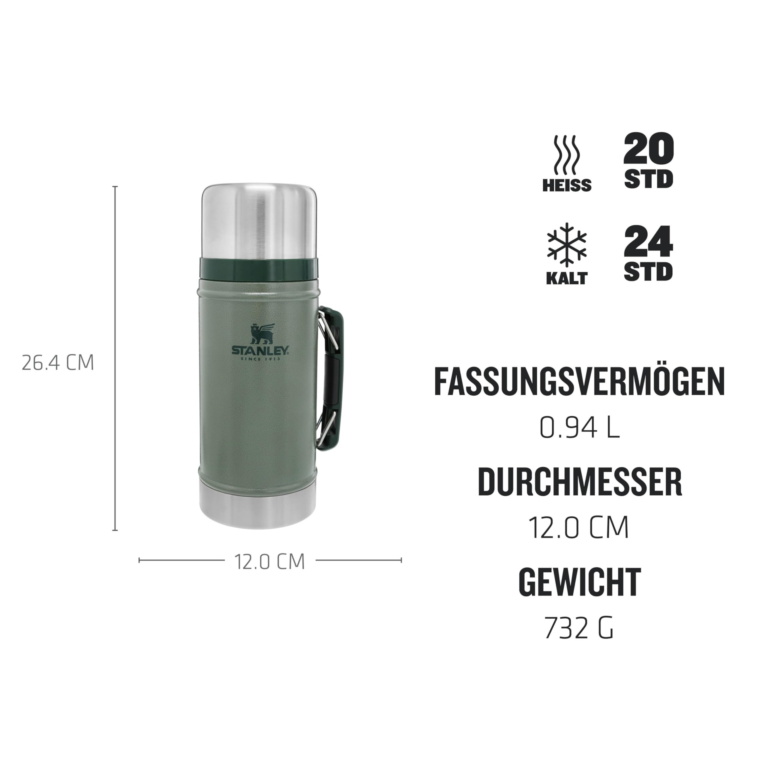STANLEY 1913 Classic Legendary Thermobehälter Für Essen - Hält 15 Stunden Heiß Oder 18 Stunden Kalt - Edelstahl Warmhaltebehälter - BPA-Frei - Spülmaschinenfest