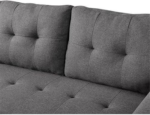 Miniatura 8 de BOWERY HILL Sofá cama reversible/seccional de lino gris acero con almacenamiento para espacio pequeño Gris,Beige,Negro