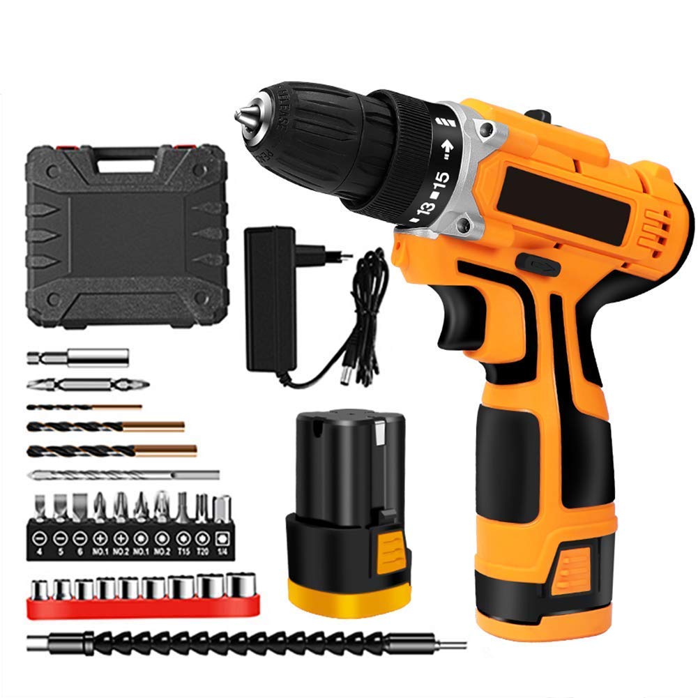 Trapano Avvitatore a Batteria da 26 Pezzi Trapano Combinato agli ioni di Litio da 16,8 V Max, cacciavite Elettrico, Kit di Accessori, Faro da Lavoro a LED, Mini Driver di alimentaz