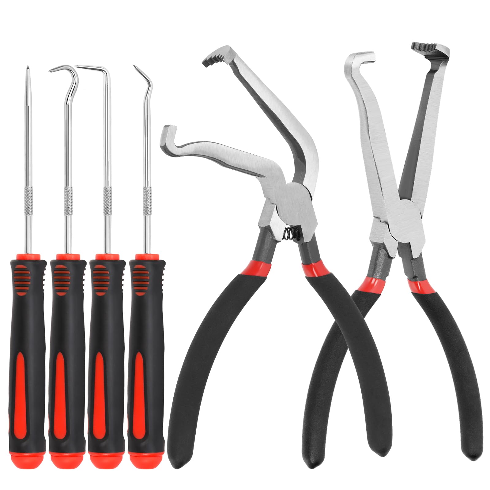 Rustark 6Pcs Electrical Disconnect Pliers Set Include 60 Degree and 8Inch Straight Electrical Connector Pliers