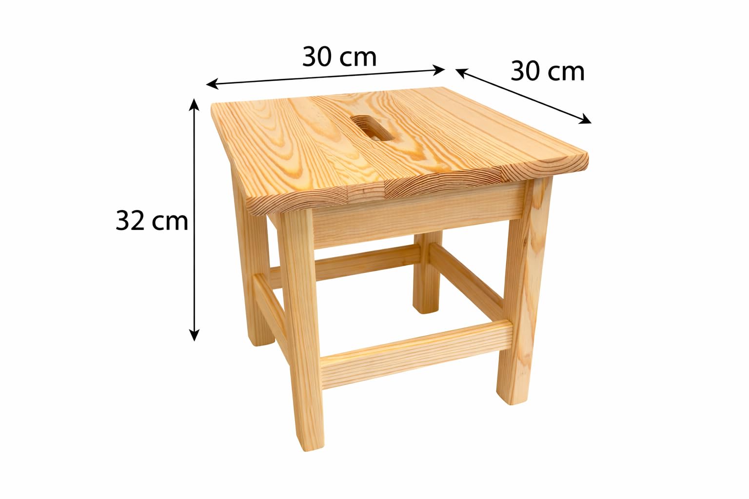 Jawor Holzhocker aus FSC-zertifiziertem Kiefernholz – Stabiler Holz Hocker für Küche und Wohnzimmer, 30x30x32 cm | Stabiler Holz Hocker, Für Küche und Wohnzimmer
