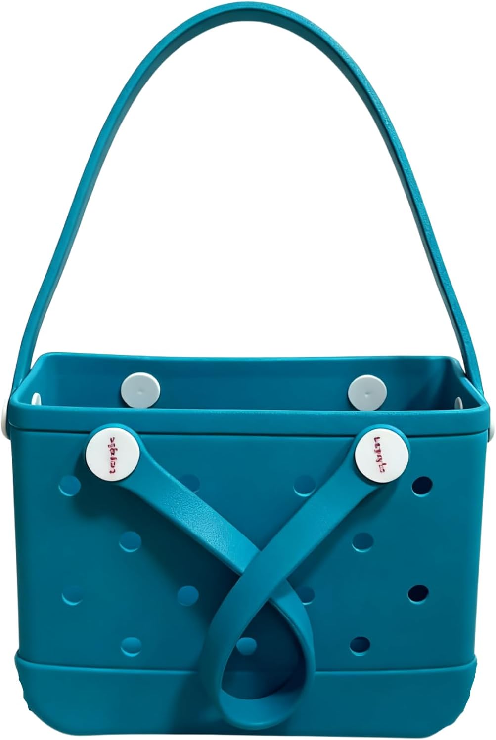 Small Rubber Beach Tote Bag, Open Top Portable Outdoor Travel Bag for Beach Picnic Pool Outings Lakeblue 1