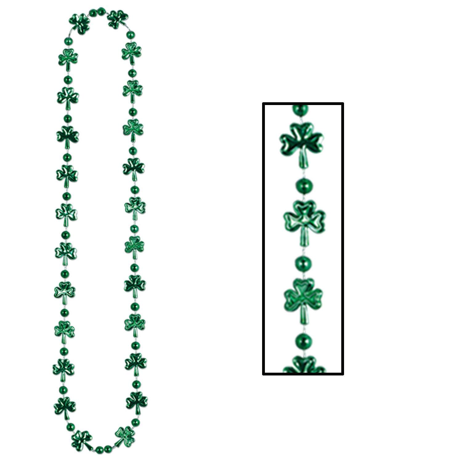 Beistle Collares de plástico con cuentas de trébol, 12 piezas, suministros y recuerdos de fiesta del día de San Patricio, 33 pulgadas, verde, 33", Plástico