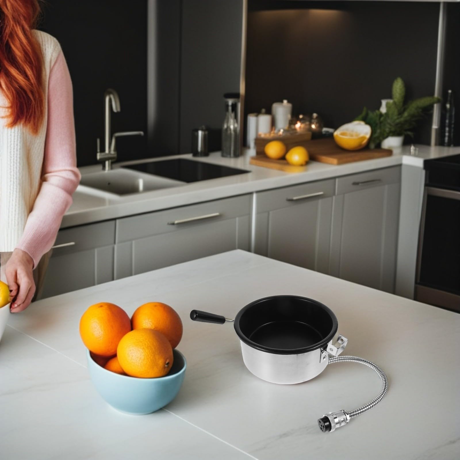 Popcornkessel 8 Unzen aus Aluminiumlegierung, Antihaftbeschichtet | Ersatzteil für Popcornmaschinen, Silber, Schnelles Erhitzen, Leichtes Design für Zuhause und Familienfeiern