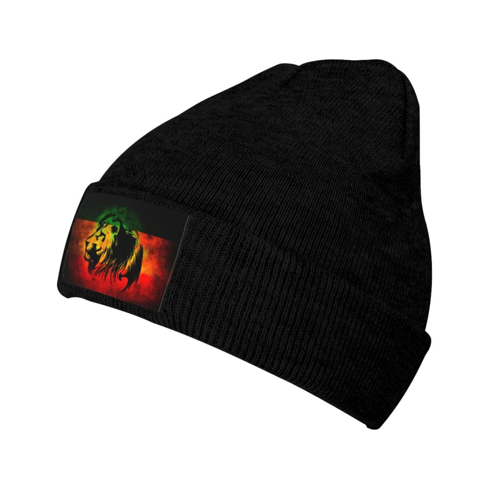 KKRMTUG Jamaican Lion Flag Beanie Hat for Women Men Jamaica Knitted Hat Winter Warm Hats Soft Stretchy Ski Beanie Cap Unisex Skull Caps