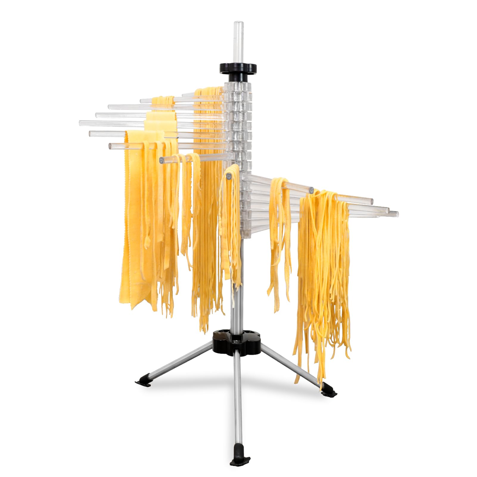 Baihang Pasta Drying Rack, 360° Rotation Large Capacity Homemade Pasta, Pasta Rack for Fresh Pasta, 16 Rungs Pasta Drying Rack Collapsible, Easy to Store and Clean, Home